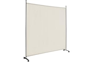 ‎GIANTEX GIANTEX Paravent Raumteiler innen auf Rollen Trennwand Sichtschutz 1 teilig 184x184 cm Raumtrenner klappbar Spanische Wand freistehend mit Breiten Füßen Stellwand aus Stoff Privatschutz