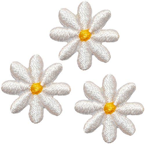 alles-meine.de GmbH 9 Stück _ Bügelbilder -  kleine Blüten - weiß  - 2 cm * 2 cm - Aufnäher & Applikationen - gewebter Flicken - Bügelflicken / Hosenflicken - Bügelsticker - Bl..