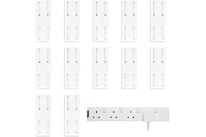 YZZAOO Fissatore Per Presa Di Corrente, 12 Pezzi Portaprese Adesivo Senza Perforazione,Fissatore per Supporto per Presa di Corrente, Fissatore per ciabatta per Cucina, Casa