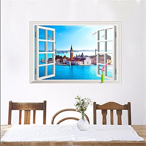 XMJR Background color realistic 3D window bedroom living room TV sofa to remove PVC wall sticker specifications 60*90cm