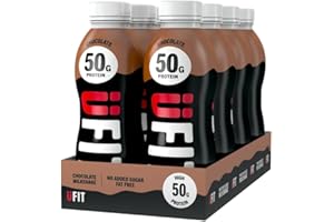 UFIT High 50g Protein Shake - Chocolate Flavour - No Added Sugar - Low in Fat - Ready to Drink -Pack of 8 x 500 ml (Packaging May Vary)