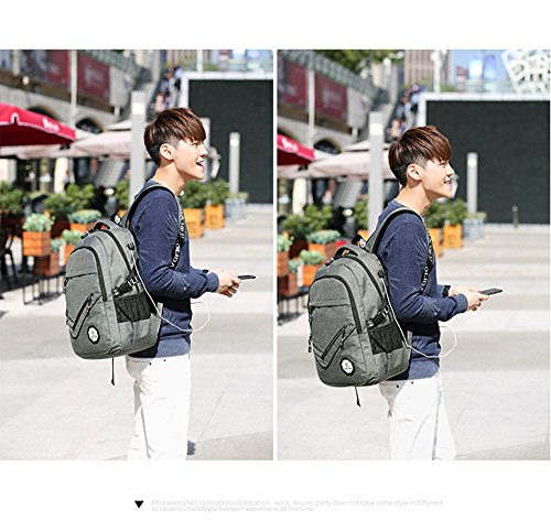 15 Zoll Laptop Rucksack mit USB Port  Nylon Wasserabweisend Arbeit Laptop Rucksack College Schultertaschen Reisetasche Wandern Rucksack f  r Damen und