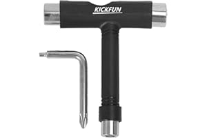 KickFun All-in-One Skate Tools Portable Skateboard T Tool Accessory with T-Type Allen Key and L-Type Phillips Head Wrench Screwdriver
