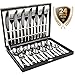 Produktbild HOBO Schwarzes Besteck 24-teilig Besteckset 6 Personen aus rostfreiem Edelstahl 6*Messer/Gabeln/Löffel/Teelöffel ALS Geschenk spülmaschinegeeignet(Schwarz Golden)