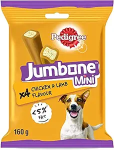 Pedigree Jumbone Mini Adult Dog Treat, Chicken & Lamb - 160 g Pack (4 Treats)