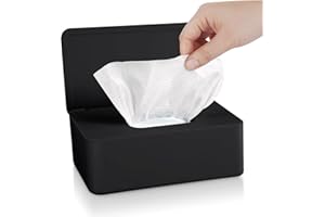 GOCUODE Boîte de Mouchoirs Humides avec Couvercle,Bébé Serviette Boîte,Distributeur de Lingettes Boîte pour Bureau ?Domicile (le noir)