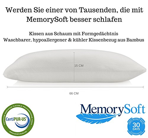 Premium-Kopfkissen aus Geschreddertem Schaum von MemorySoft mit Waschbaren Bambusabdeckung - 2