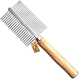 Foodie Puppies Double Side Steel Needles Comb for Dogs and Cats - (Wooden Comb) | Grooming Rake Shedding Comb for Dogs, Cats - Cleaning Supplies (Wooden Dual-Side)