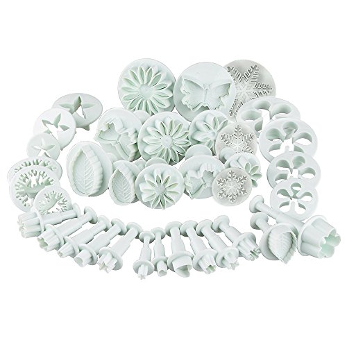 ilauke 36tlg. Ausstecher Stempel Ausstechform Modellierwerkzeug DIY Schneeflocken Blumen Blumenausstecher Fondant Marzipan Tortendeko Kuchen Cutter (36 teilig Schneeflocken) - 8