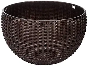 Garden Needs 100% Virgin Plastic Euro Plastic Basket | Set of 4 Hanging Planter, (22cm x 22cm x 24cm, Brown)