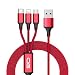 Produktbild Multi USB KabelQGhappy [1.2m] 3 in 1 Lingtning Type C Micro USB 2.0 Kabel Ladekabel Adapter für iPhone 7 7 plus/ 6 6s Plus/iPad/Macbook/Galaxy S8 plus/Lg V20 usw und Mehr Smartphones(Rot)