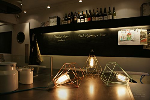 Filament Style Filament 004 französische Retro Loft Lampe Diamond #1 mit Textilkabel in blau Metall E27, 28 x 18 cm, bronze - 11