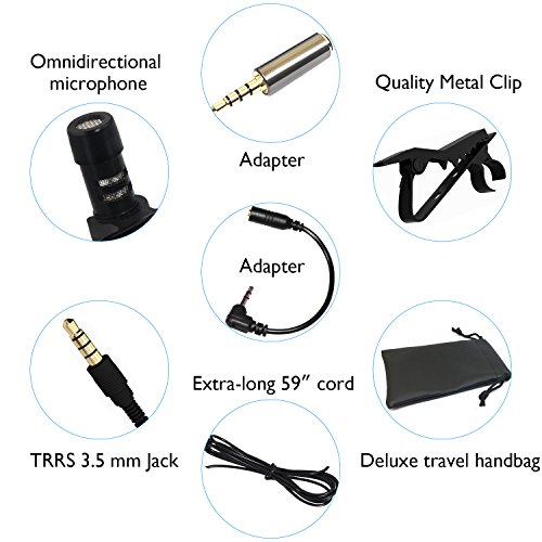 Lavalier Mikrofon, Universaladapter PEMOTechÂ® Mikrofon fÃ¼r Smartphone Kondensator-Mikrofon Adapter fÃ¼r iPhone & Android, Laptop Macbook mit Stereo-KopfhÃ¶rerhÃ¶rer mit 3,5 Umdrehungen