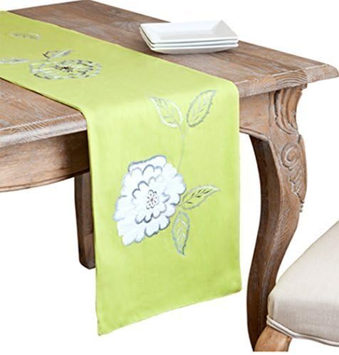 Pastel Lime Embroiderd Flower Cotton Table Runner by Camilla