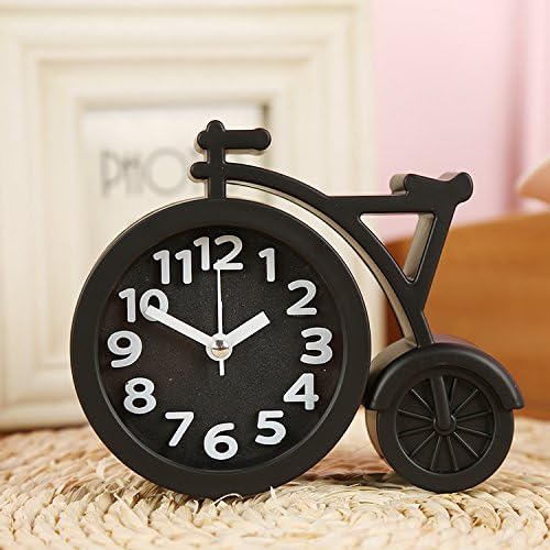 OLILEIO Alarm Creative Personality Night Light Lcd Silence Bedside Smart Clock Star Projection Clock Electronic Clock 13.5*11*4Cm, Bicycle Black