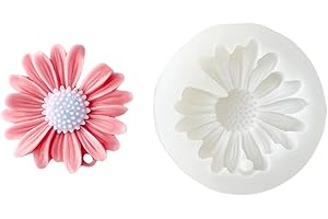 OTKARXUS Stampi per candele a forma di margherita, 1 stampo in silicone a forma di fiore con foro, per aromaterapia, sapone, cioccolato, caramelle, fondente, pasticceria, dessert, decorazione per la casa