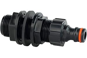 GASMIS Regentonnendurchführung Fassdurchführung 3/4 Zoll AG - Tankdurchführung mit Hahnverbinder, 1 Stück