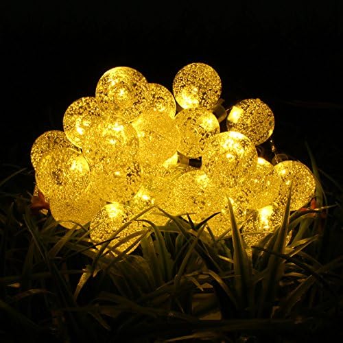 Solar String Lights, GLISTENY Fairy Light Power 30 LED 6M Ball Globe Strip Bubble For Decorative Christmas Holiday Outdoor Party Warm White