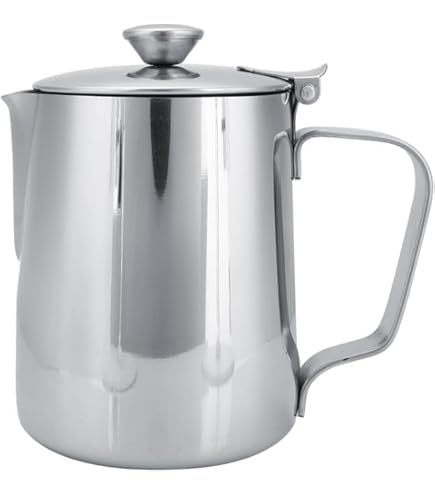 Brocca Per Latte In Acciaio Inox Con Coperchio E Beccuccio Antigoccia, 600ml, Per Montare Schiuma E Versare Caffè - 4