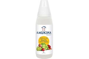 AMUKINA Solución Líquida Frutas y Verduras - Lava y desinfecta frutas y verduras - 10 días. Todos los públicos, 500 ml (Paque