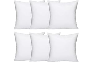 Lancashire Textiles 6 Pack 16" x 16” (40 x 40cm) Quality Microfibre Super Bounce Fibre Cushion Pads Made in Britain with Cotton Blend Casing & Our Luxury Hollowfibre Filling