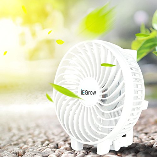 iEGrow USB Ventilator Leise Mini Handventilator Ventilatoren Lüfter mit Batterie Weiß - 9
