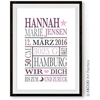 ABOUKI Geburtsbild Geburtsdruck personalisiert STERN • BIS ZUM MOND Mädchen Namensbild • ungerahmt • 2 Farbvarianten zur Auswahl Kinderposter Kinderzimmer Kunstdruck Geschenk Idee zur Geburt Taufe Geburtstag Kunstdruck Poster Bild Wunschname Baby Babygeschenk Geburtsgeschenk Taufgeschenk