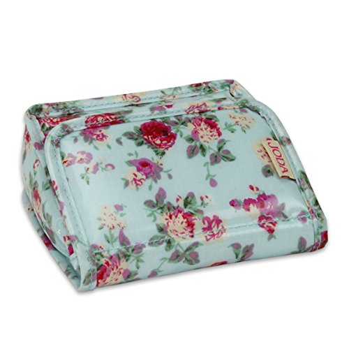 JODA Ladies Womens Pretty Green & Pink Flower Travel Makeup Bag Cosmetic Purse with mirror
