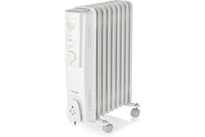 Warmlite WL43004YW 2000W 9-Fin Oil Filled Radiator with 3 Power Settings and Adjustable Timer, White