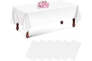Yilakla New Upgrade White Table Cloth Party 6 Pack,137 x 274cm Plastic Birthday Table Cover Disposable,Waterproof Tablecloth for Christmas Wedding New Year Home Garden Party Table Decoration Supply