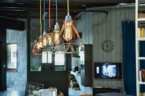 Filament Style Filament 004 französische Retro Loft Lampe Diamond #1 mit Textilkabel in blau Metall E27, 28 x 18 cm, bronze - 13