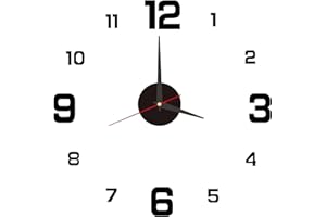 GBULTR Reloj de Pared Grande Adhesivo de 40 cm DIY Reloj Cocina Pared,Estilo 3D Moderno con Números Adhesivos para Decoración de Salón,Cocina y Dormitorio,Reloj de Pared Pegatina,Negro