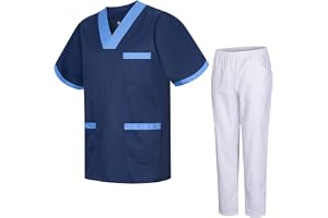 MISEMIYA - Sanitär Uniform Unisex Medicinska sanitära uniformer med Vit Byxor 817-8312
