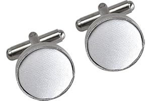 AAMERA Cufflinks for Men, Silver Tone Cuff Link Set for Weddings, Formal Dinners and Business Events, Round Shape with Bullet Back Toggle Closure, For All Cufflink Compatible Shirt