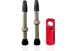 USTNIR Valvole Tubeless, valvole incluso strumento di rimozione, Nero, 45 mm, Set di 2