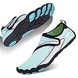 Hochwertiges, elastisches Material: Erstklassiger Stoff macht Ihre Füße erfrischend und Ihre Füße sind nicht stickig, schnell entwässernd und überqueren die Belüftung. Atmungsaktives Material bietet ausgezeichnete Flexibilität und Komfort. Glatte Stoffe mit feinem Stretch am Obermaterial lassen sich leicht ein- und aussteigen. Es ist leicht und fühlt sich an, als hätten Sie nur Socken an, aber dick genug, um Ihre Füße zu schützen.