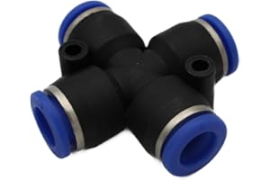 CNCTEC Lot de 3 raccords de tuyau pneumatiques IQS 8 mm (3, connecteur croisé 4 voies - Diamètre 8 mm)