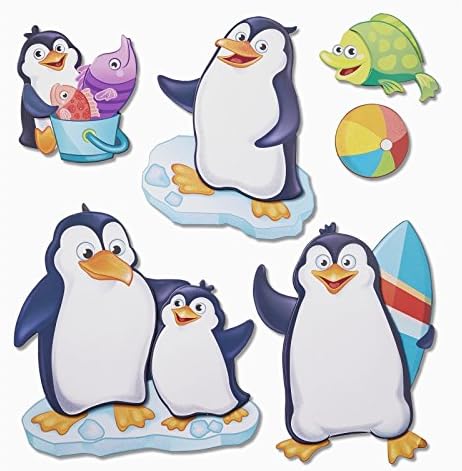 Wall Tattoo Sticker 3D Fire Engine, Police, Africa, Zoo Animals, Farm, Cars, Christmas Decoration, Foxes Cats and much more designs available for Children's Rooms Cute Decoration for Walls/Windows/Cupboards/Doors on Sheet Pinguine #574