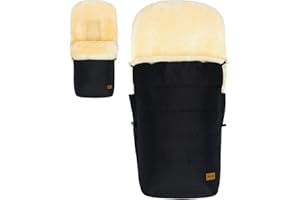 Fillikid Winterfußsack Lammfellfußsack für Kinderwagen Buggy Jogger Kinder Fußsack (Schwarz)
