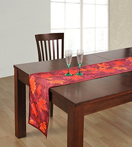 ShalinIndia Digitally Printed Burgundy Autumn Leaves Reversible Table Runner - 13" x 72" - Faux Silk Polyester - Made in India RS.660 (51.00% Off) - Amazon