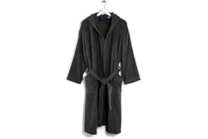 Caleffi - Accappatoio MINORCA per adulti, Donna/Uomo/Unisex con Cappuccio, in Spugna 100% morbido Cotone idrofilo 400gsm, Lavabile in Lavatrice 40° + Asciugatrice, Taglia 3XL Colore ANTRACITE