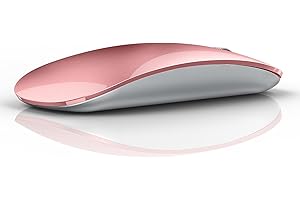 Uiosmuph Souris Bluetooth Rechargeable, Trois Modes (Bluetooth 5.1/5.1+ 2.4G sans Fil), Silencieuse et Ultra Mince Bluetooth Mouse Portable pour Ordinateur Portable, iPad, Laptop, PC Or Rose
