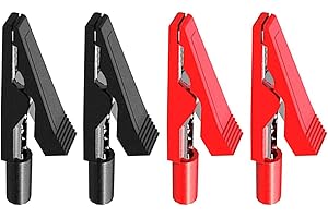 Greluma 4 Pièces Pinces crocodiles isolées, pinces crocodiles électriques pour sondes de test de 2 mm et fiches bananes