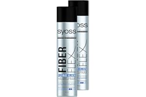 ‎SYOSS Syoss Haarspray Fiber Flex Haltegrad 4 (400 ml), extra starkes Haarspray für flexibles Volumen und ein natürliches Haargefühl, Styling Spray verleiht 48 h flexiblen Halt, 2x 400 ml