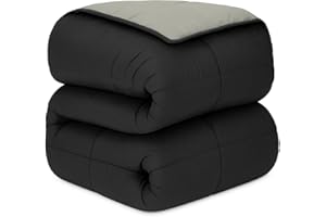 DECASATEXTIL -Edredon Nordico Bicolor Reversible - 400Gr/m2 - Cama 150/160 - Edredon Microfibra – Reversible- Suave, cómodo, Ligero y Transpirable – Negro/Gris 260x240cm