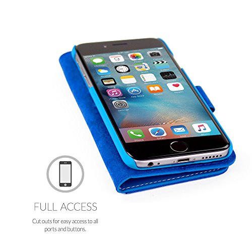 iPhone 6S Case, Snugg - Blue Leather iPhone 6s Flip Case [Lifetime Guarantee] Premium Wallet Phone Cover with Card Slots for Apple iPhone 6S