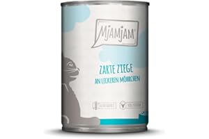 MjAMjAM - Premium mokra karma dla kotów - delikatna koza z pyszną marchewką, opakowanie 6 sztuk (6 x 400 g), bez zbóż z dodatkowym mięsem