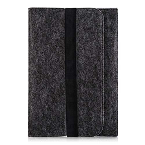 kwmobile Tablettasche Filz Sleeve für 9,7 - 10,1" Tablet - Tablet Schutzhülle Tasche Case Hülle in Dunkelgrau mit Innentaschen Innenmaße: ca. 28 x 21 cm