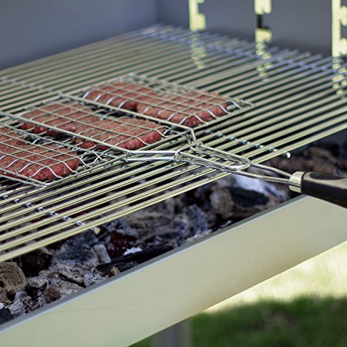 Rustler Burger Grillwender für bis zu 6 Burgerpatties | Grillkorb ist rechteckig und mit verchromten Gitterteilen aus Metall | ergonomisch geformter Griff mit Aufhängeschlaufe - 5