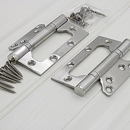 FatColo 304 Stainless Steel Thick Combined Hinges, Non-Mortise Mute Door Hinges (Silvery/2 pieces/Butterfly Shape) by FatColo